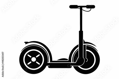segway silhouette line art vector illustration with a white background