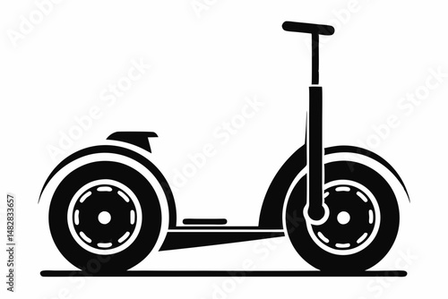 segway silhouette line art vector illustration with a white background