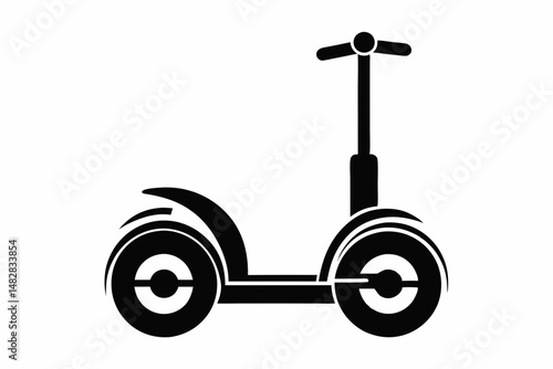 segway silhouette line art vector illustration with a white background