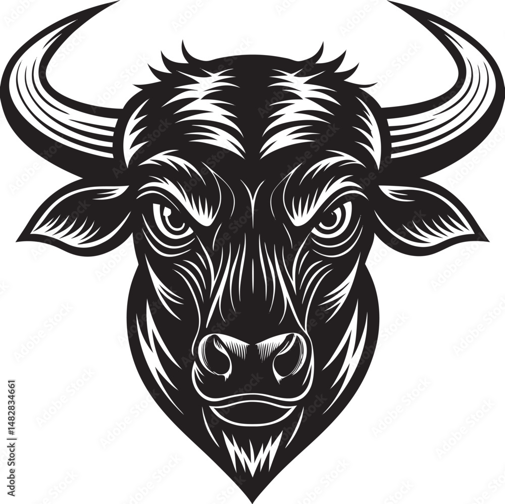 Bold silhouette of a cow head with clean lines, Cow Head Silhouette Vector , Farm Animal Clipart Design Bold silhouette of a cow head with clean lines, Cow Head Silhouette Vector , Farm Animal Clipart Design