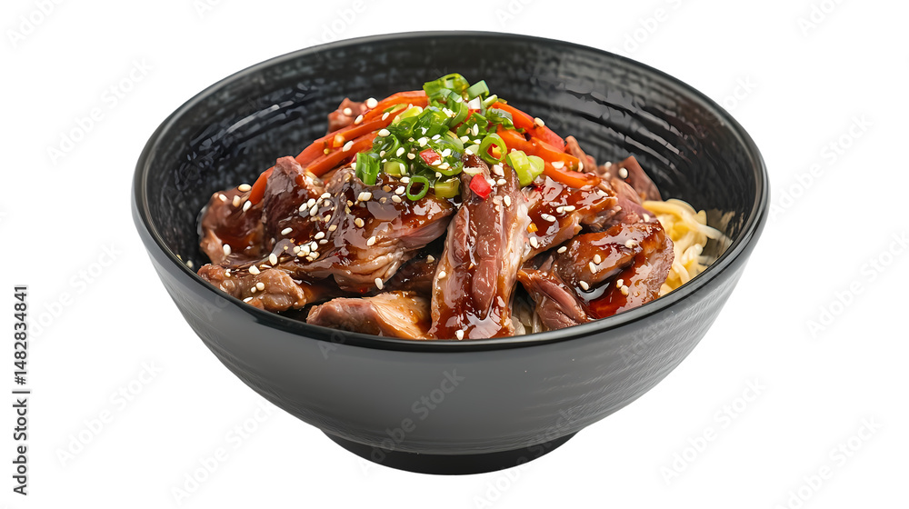 Teriyaki Beef Noodles isolated on transparent background Teriyaki Beef Noodles isolated on transparent background