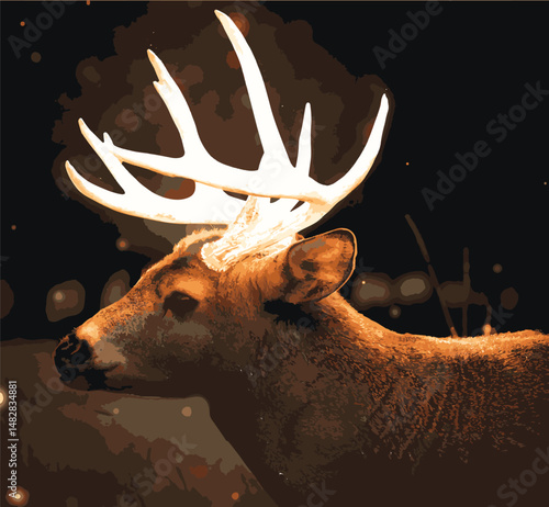 Glowing Deer with Shining Horns