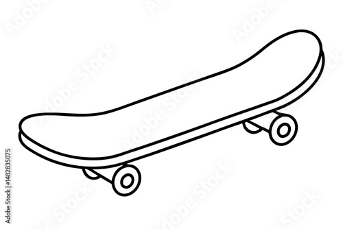 skateboard silhouette line art vector illustration with a white background