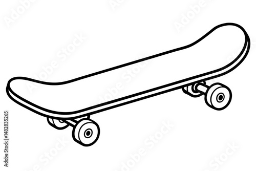 skateboard silhouette line art vector illustration with a white background