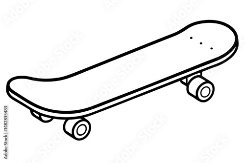 skateboard silhouette line art vector illustration with a white background