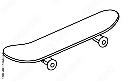 skateboard silhouette line art vector illustration with a white background