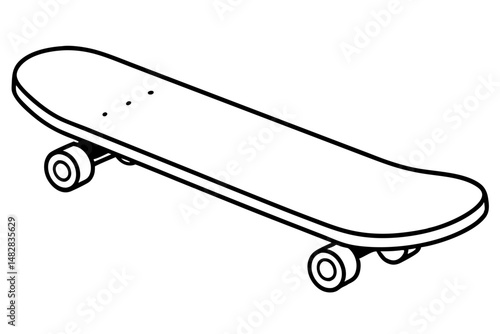 skateboard silhouette line art vector illustration with a white background