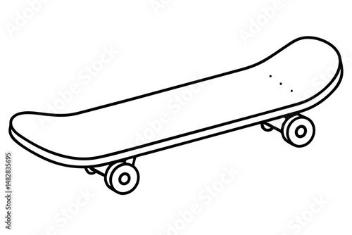 skateboard silhouette line art vector illustration with a white background