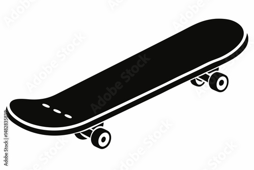skateboard silhouette line art vector illustration with a white background