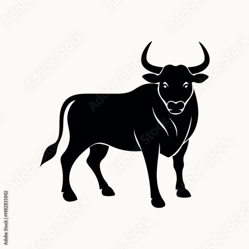 Bull vector silhouette on white background