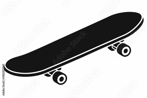 skateboard silhouette line art vector illustration with a white background