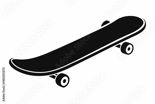 skateboard silhouette line art vector illustration with a white background