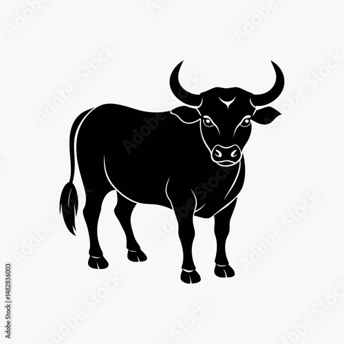 Bull vector silhouette on white background