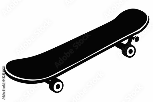 skateboard silhouette line art vector illustration with a white background