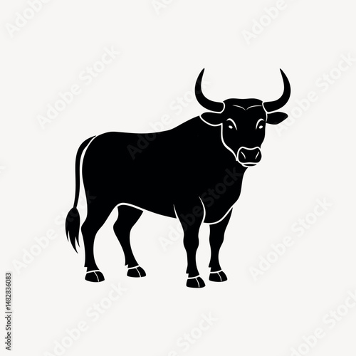 Bull vector silhouette on white background