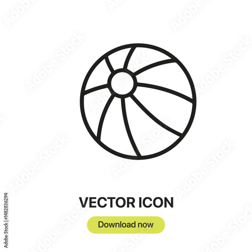 Ball icon vector. Linear-style sign for mobile concept and web design. Ball symbol illustration. Pixel vector graphics - Vector.