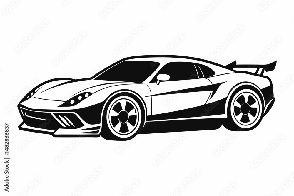 sports car silhouette line art vector illustration with a white background sports car silhouette line art vector illustration with a white background