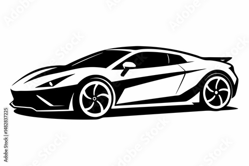 sports car silhouette line art vector illustration with a white background