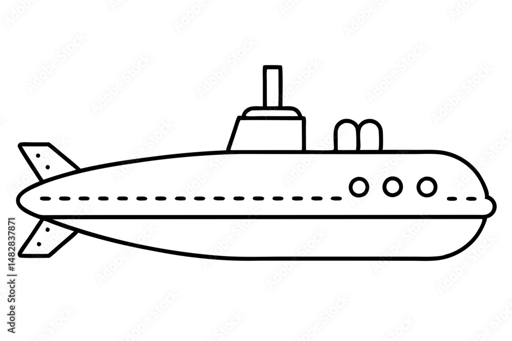 submarine silhouette line art vector illustration with a white background submarine silhouette line art vector illustration with a white background