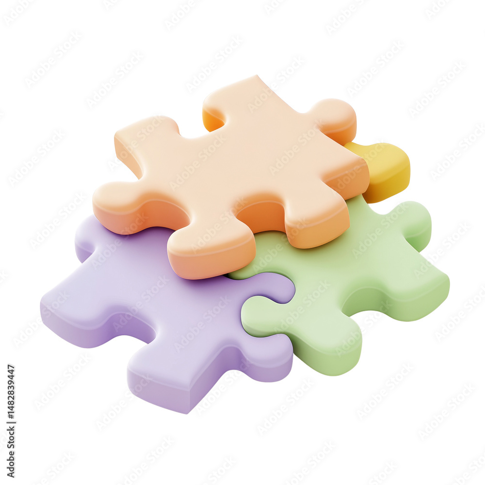Fototapeta premium Pastel Colored Puzzle Pieces Interlocking for Completeness Concept