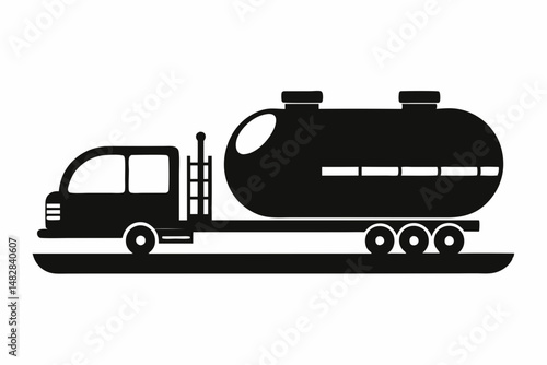 tanker silhouette line art vector illustration with a white background
