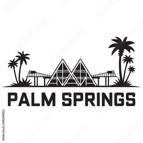 Palm Springs, CA skyline silhouette. Black Palm Springs city design. Vector black silhouette. with white background