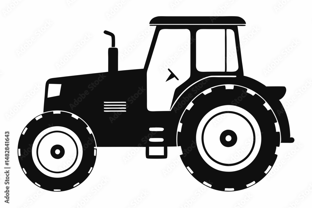 Obraz premium tractor silhouette line art vector illustration with a white background