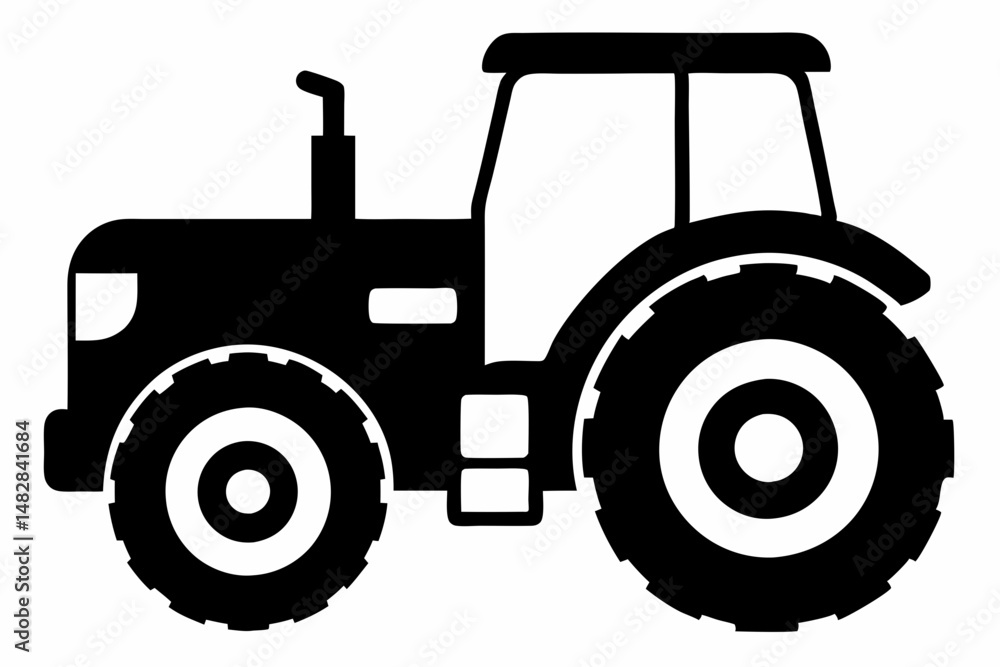 Obraz premium tractor silhouette line art vector illustration with a white background