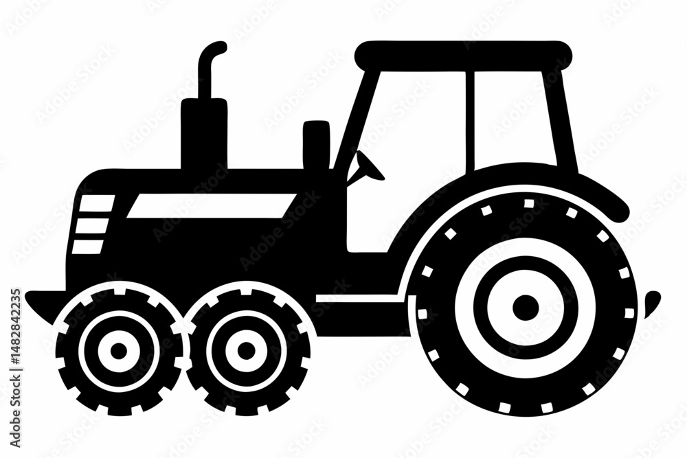 Obraz premium tractor silhouette line art vector illustration with a white background
