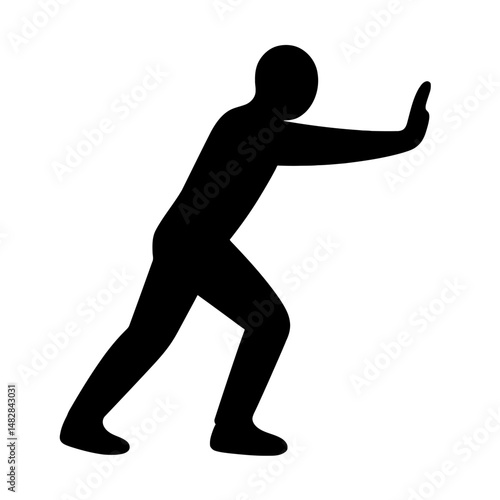 Silhouette of Person Exerting Force – Representation of Strength, Determination, and Physical Effort