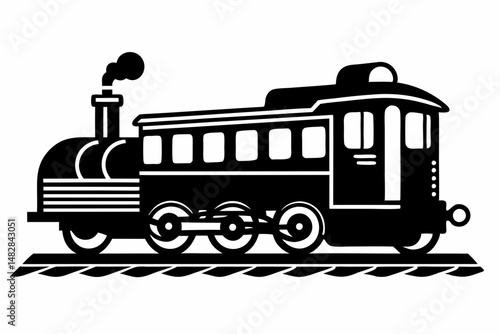 train silhouette line art vector illustration with a white background