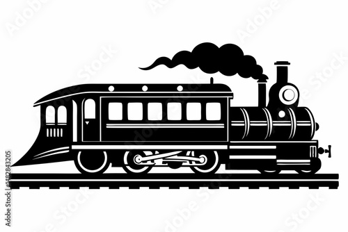 train silhouette line art vector illustration with a white background
