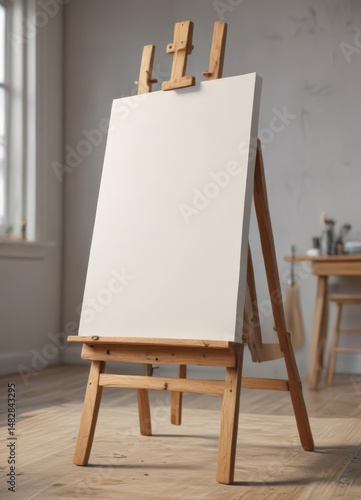 Wallpaper Mural Close-up of sturdy easel base and blank canvas , setup, art Torontodigital.ca