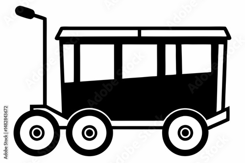 trolley silhouette line art vector illustration with a white background