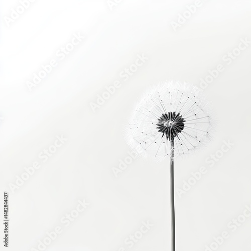 Wallpaper Mural Solitary dandelion seed head against a stark white background Torontodigital.ca