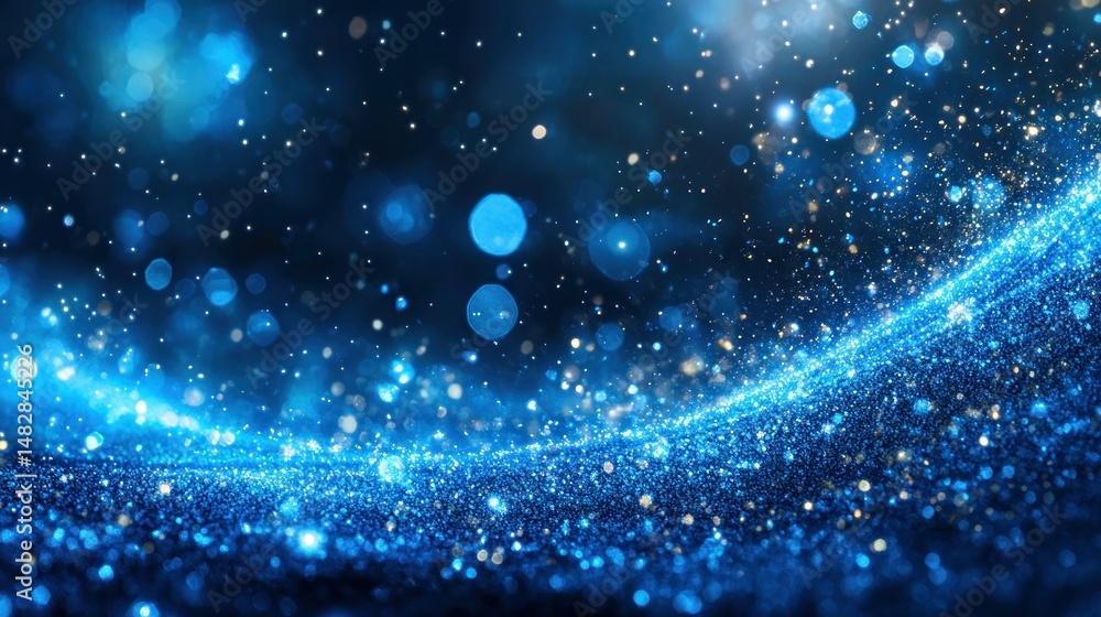 Fototapeta premium Abstract digital particles, glowing blue