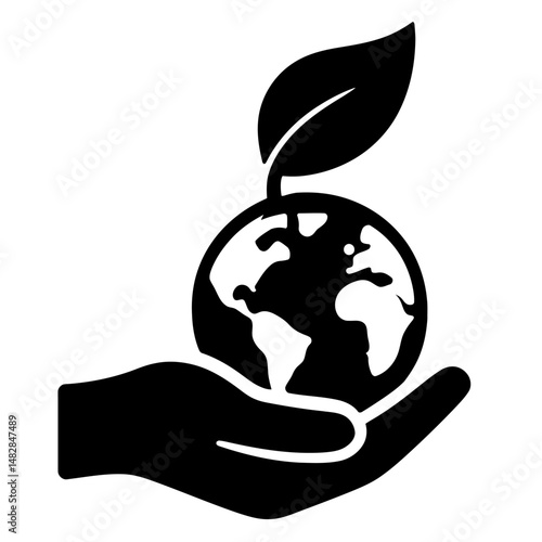 Hand Cradling Earth with Leaf.eps