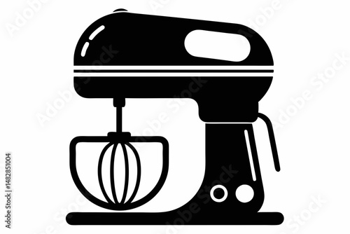 hand mixer silhouette line art vector illustration with a white background