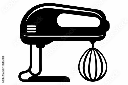 hand mixer silhouette line art vector illustration with a white background