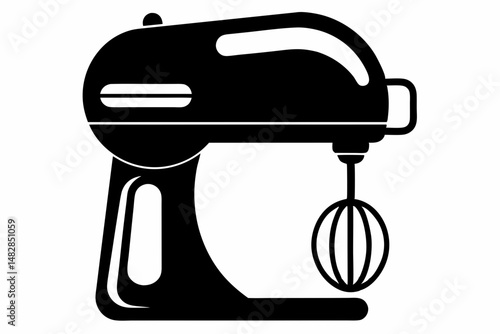 hand mixer silhouette line art vector illustration with a white background