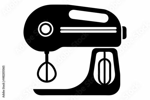 hand mixer silhouette line art vector illustration with a white background