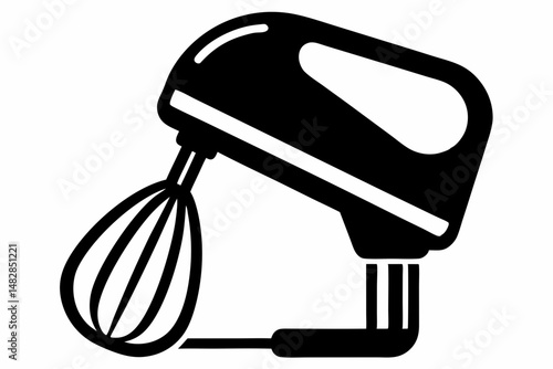 hand mixer silhouette line art vector illustration with a white background