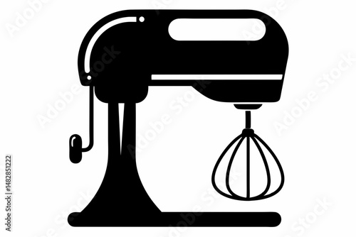 hand mixer silhouette line art vector illustration with a white background