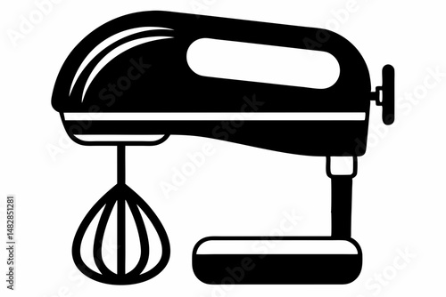 hand mixer silhouette line art vector illustration with a white background