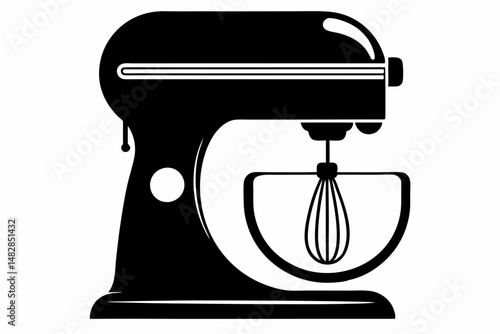 hand mixer silhouette line art vector illustration with a white background