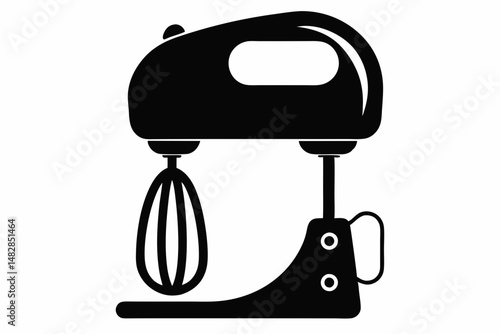 hand mixer silhouette line art vector illustration with a white background