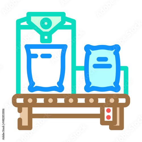 bagging machine cement production color icon vector illustration