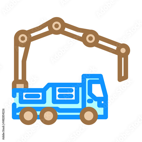 concrete mixer truck cement production color icon vector illustration