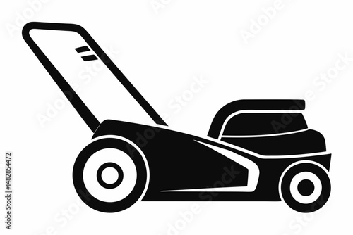 lawn mower silhouette line art vector illustration with a white background
