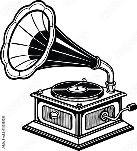 vintage gramophone isolated on white